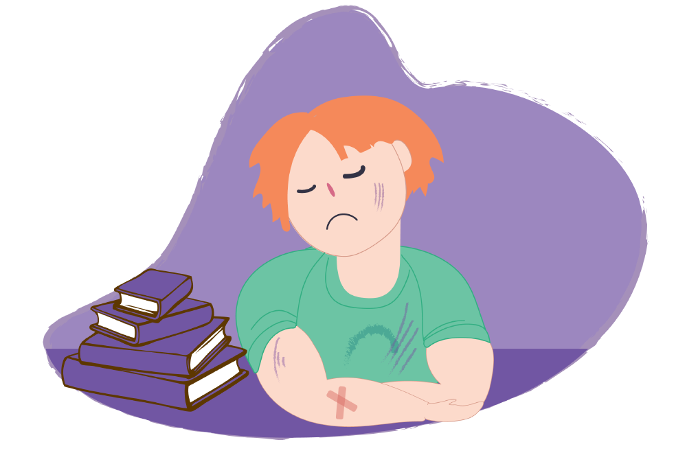 Sad boy with scratches