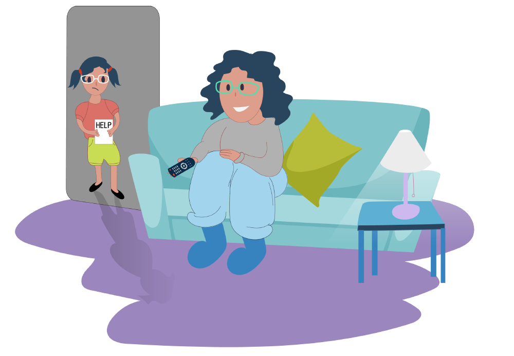 Girl approaching Mum to ask for help