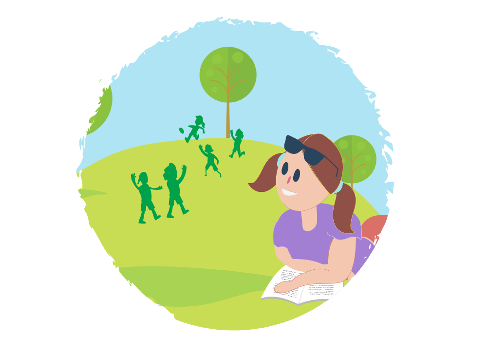 Girl looking at other kids playing