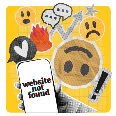 Smartphone which says 'website not found' on the screen