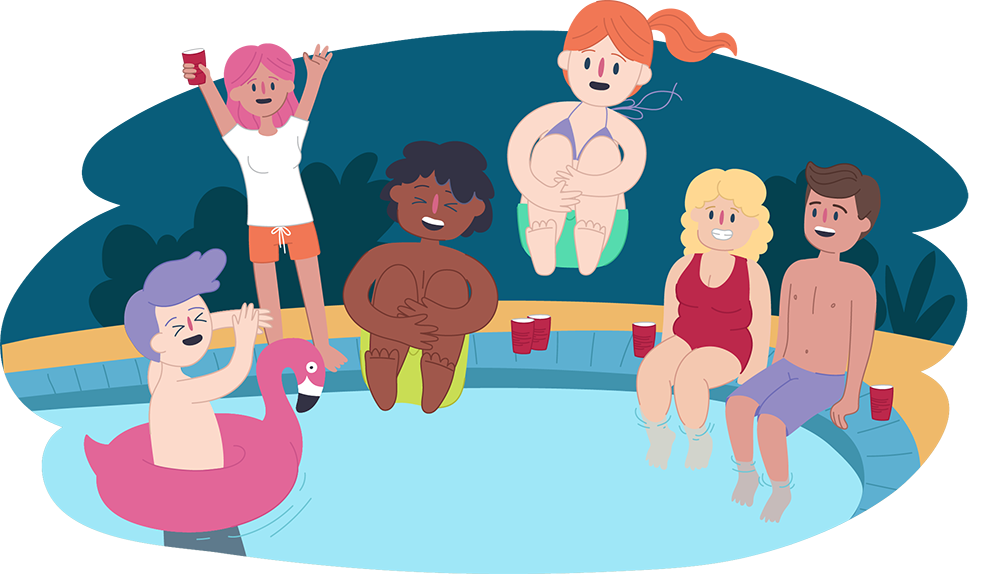 Teens at pool party
