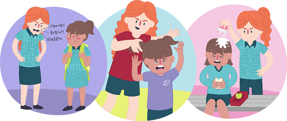 Young girl being repeatedly bullied by older bigger girl.