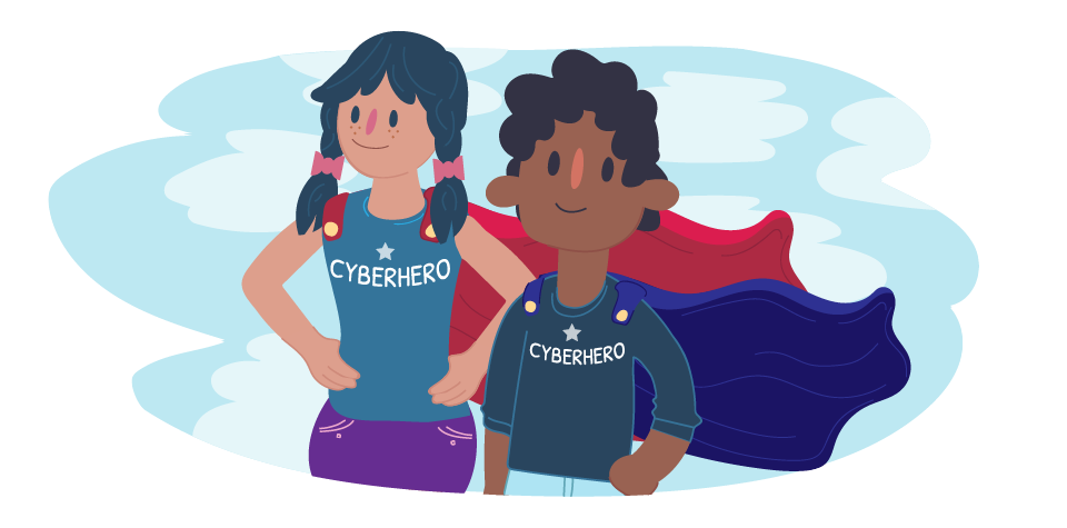 Kids standing side by side in superhero outfits