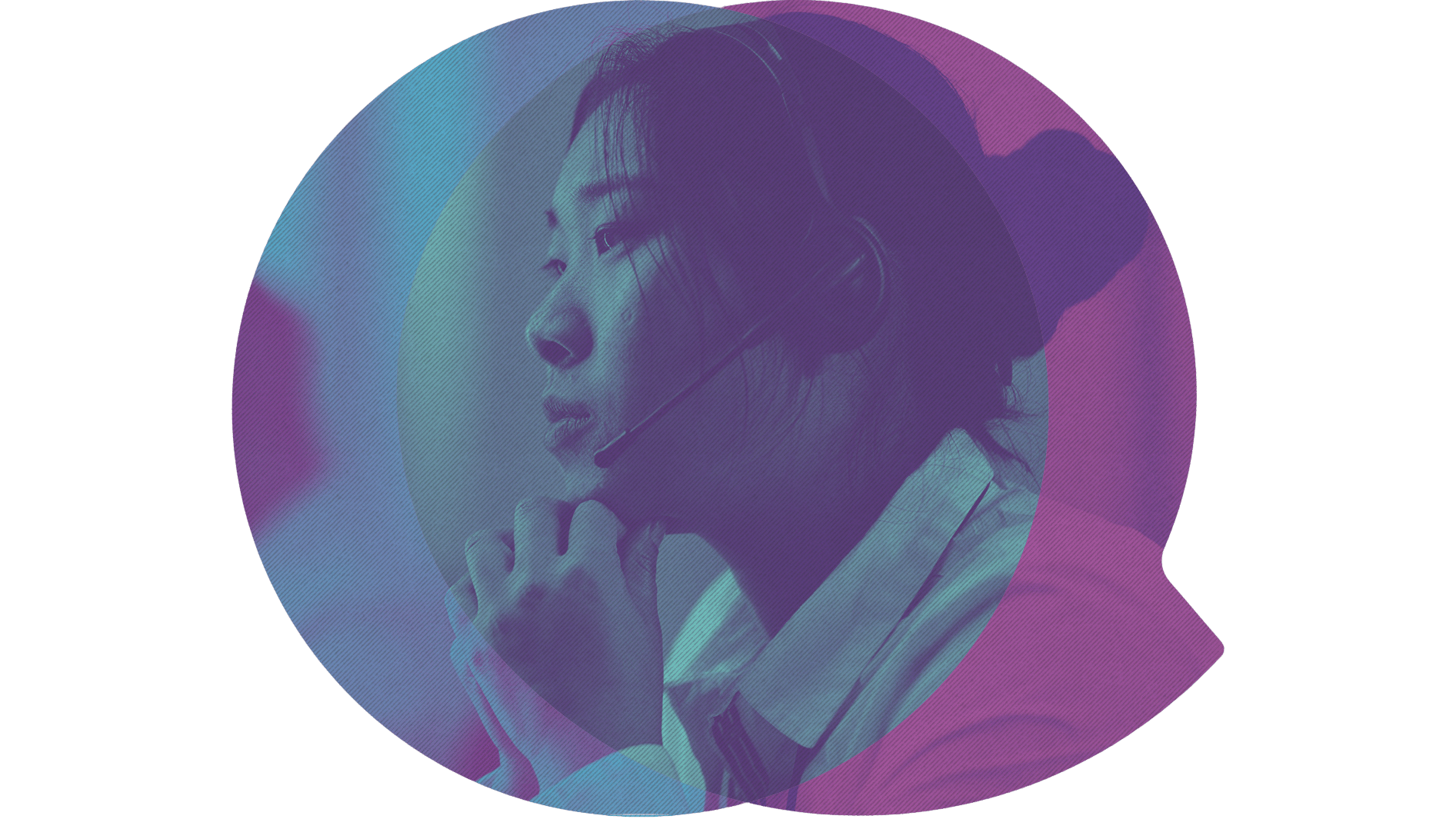 Counsellor wearing a headset talking to a young person via phone counselling